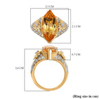 GP Honeycomb Collection - Citrine, Blue Sapphire & White Zircon Ring in 18K Vermeil Yellow Gold Plated Sterling Silver 6.20 Ct._7979580_4