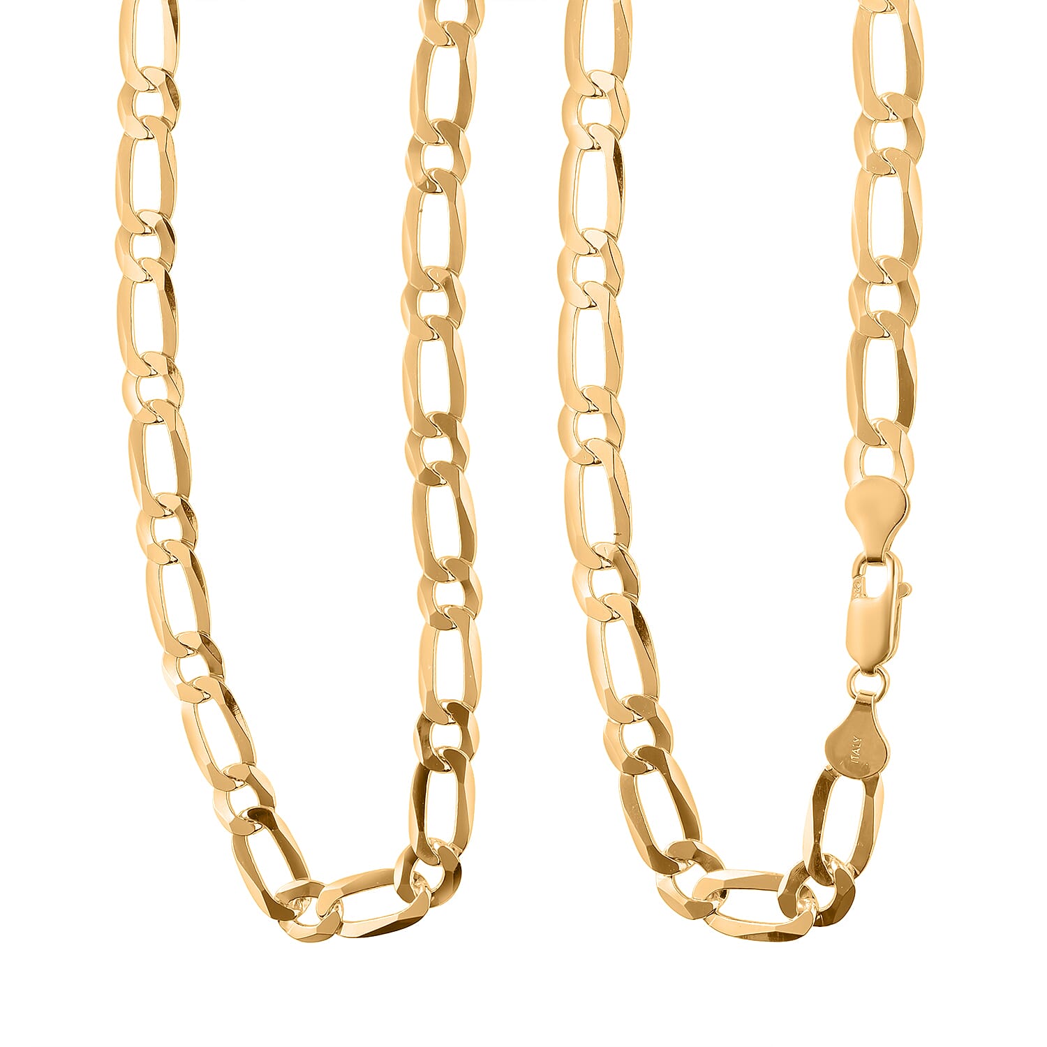 Italian Closeout Megabuy - Figaro Necklace (Size - 22) with Lobster Clasp in Yellow Gold Plated Sterling Silver, Silver Wt. 26.41 Gms. 7981641 0