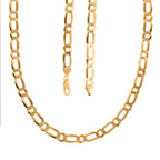 Italian Closeout Megabuy - Figaro Necklace (Size - 22) with Lobster Clasp in Yellow Gold Plated Sterling Silver, Silver Wt. 26.41 Gms.