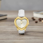 Gamages Of London Limited Edition Sweet Heart Ladies Swiss Movement Diamond Watch With Leather Strap - White_7984358_1
