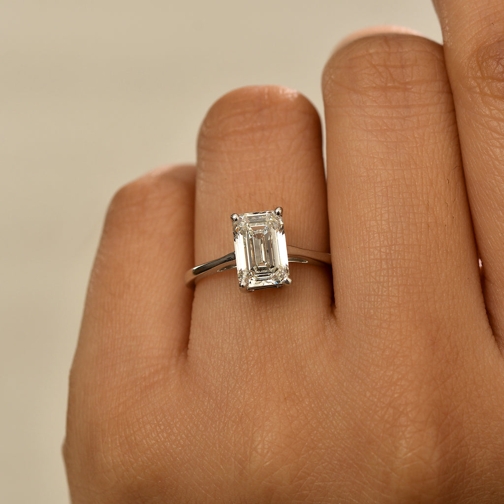 Luxuriant - 950 Platinum SGL Certified (VS/GH) Lab Grown Diamond Emerald Cut Ring 2.05 Ct._7984766_2