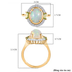 9K Yellow Gold Ethiopian Opal, Peridot & Moissanite Halo Ring 2.42 Ct._7985549_5