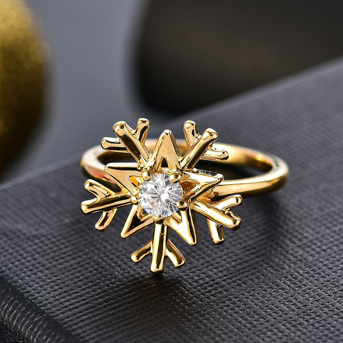 Moissanite Ring in 18K Vermeil Yellow Gold Plated Sterling Silver 0.23 Ct. 7986629 1