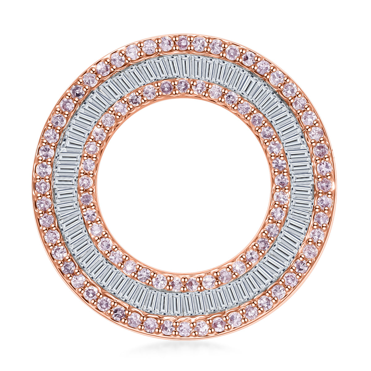 Pink Diamond and White Diamond Circle Pendant in 9K Rose Gold, White Gold 7987897 0