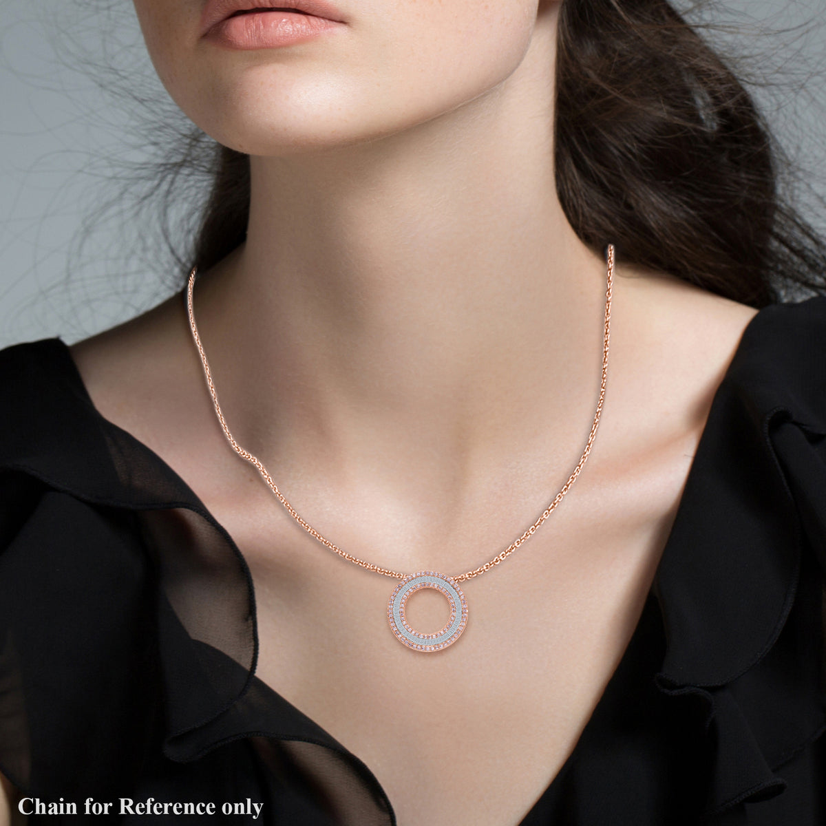 Pink Diamond and White Diamond Circle Pendant in 9K Rose Gold, White Gold 7987897 1