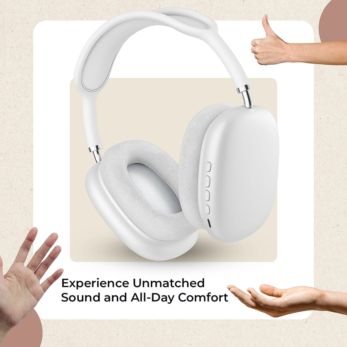 MZ-09 Wireless Headphones with Noise-Cancellation - White 7989157 6