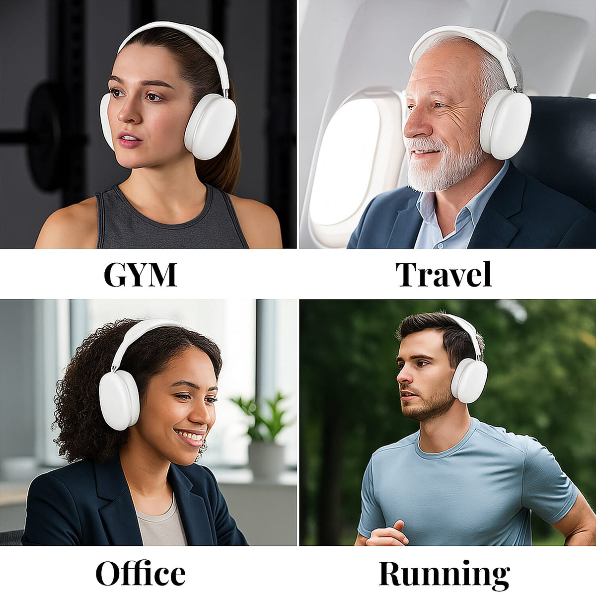 MZ-09 Wireless Headphones with Noise-Cancellation - White 7989157 7