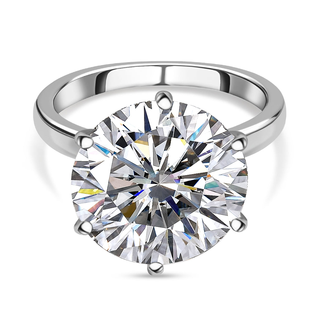 D'Joy Moissanite Solitaire Ring in Rhodium Overlay Sterling Silver 7.43 Ct._7990036