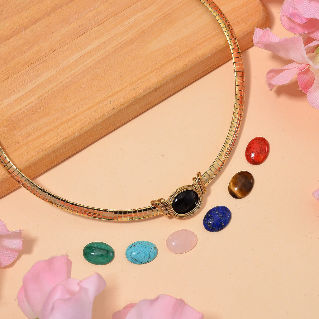 Lapis Lazuli & Interchangeable Multi Gemstones Necklace (Size -18-2 Ext) in Yellow Tone 59.50 Ct.