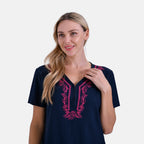 La Marey Viscose Embroidery Short Sleeves T-shirt Dress (Size M, 12-14) - Blue_7990939_5
