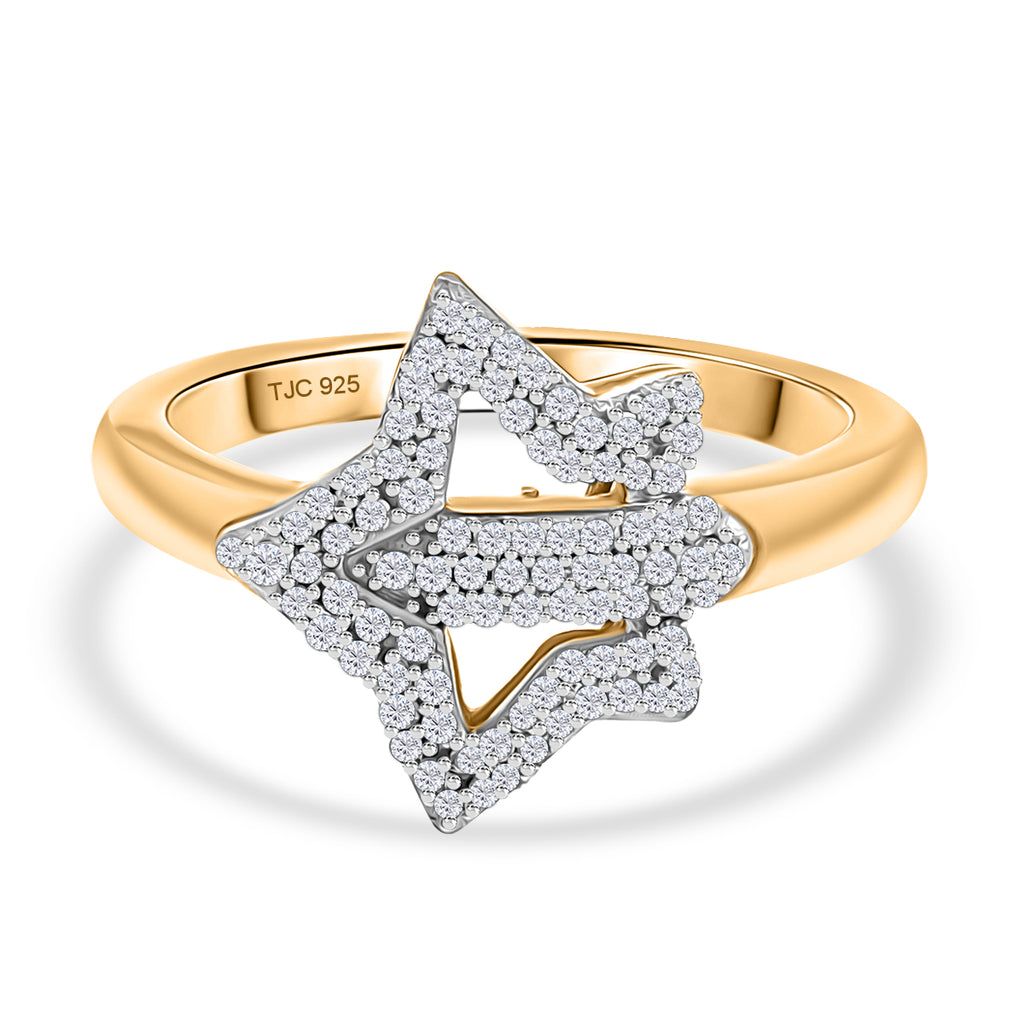 GP Celestial Collection - White Diamond & Blue Sapphire Ring in 18K Vermeil Yellow Gold Plated Sterling Silver_7991040