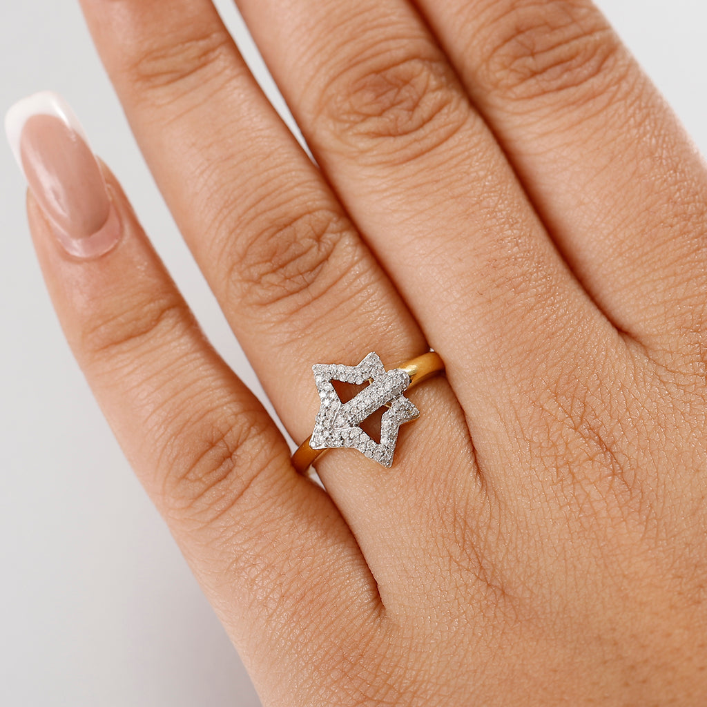 GP Celestial Collection - White Diamond & Blue Sapphire Ring in 18K Vermeil Yellow Gold Plated Sterling Silver_7991040_2