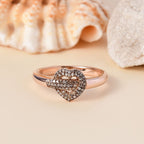GP Amore Collection - Natural Champagne Diamond & Blue Sapphire Heart Pave Ring in 18K Vermeil Rose Gold Plated Sterling Silver 0.25 Ct._7991050_1