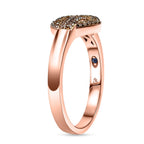 GP Amore Collection - Natural Champagne Diamond & Blue Sapphire Heart Pave Ring in 18K Vermeil Rose Gold Plated Sterling Silver 0.25 Ct._7991050_3