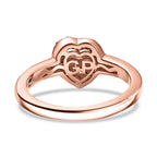 GP Amore Collection - Natural Champagne Diamond & Blue Sapphire Heart Pave Ring in 18K Vermeil Rose Gold Plated Sterling Silver 0.25 Ct._7991050_4