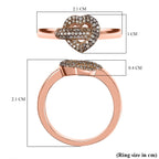 GP Amore Collection - Natural Champagne Diamond & Blue Sapphire Heart Pave Ring in 18K Vermeil Rose Gold Plated Sterling Silver 0.25 Ct._7991050_5
