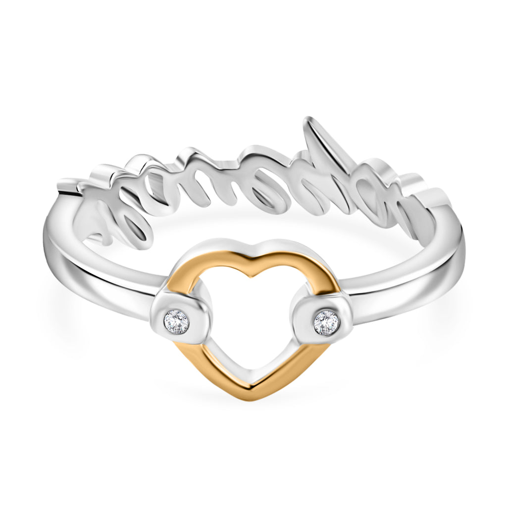 GP - Amore Collection White Diamond & Blue Sapphire Ring in 18K Vermeil Yellow Gold Plated & Rhodium Overlay Sterling Silver_7991069