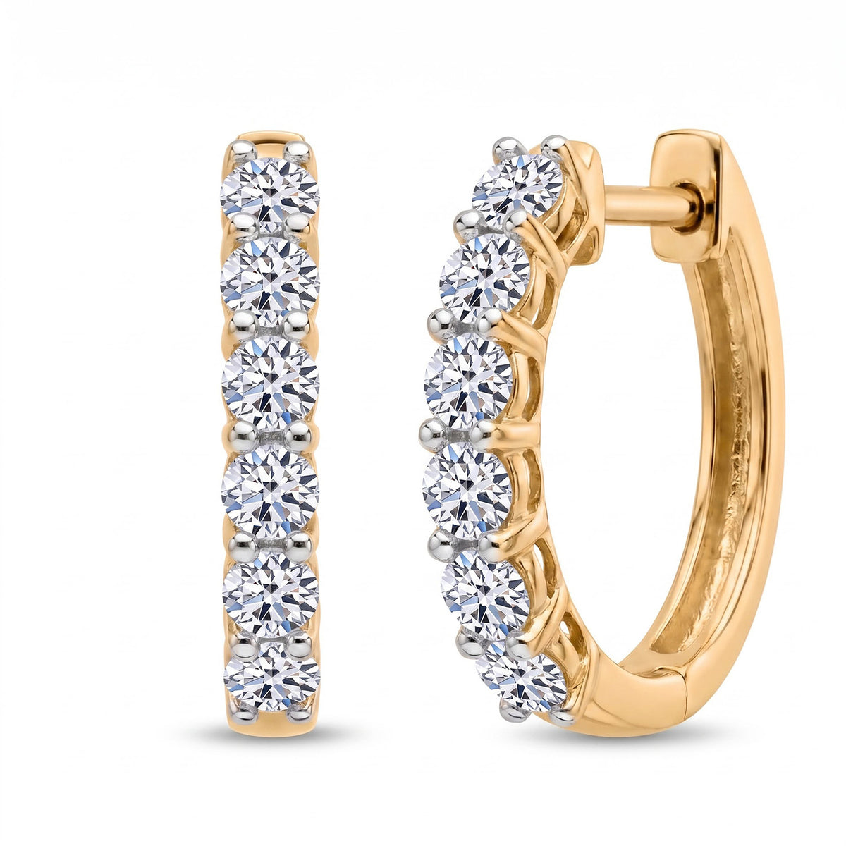 D'Joy 0.5 Ct. Lab Grown Diamond Hoop Earrings in 18K Vermeil Yellow Gold Over Sterling Silver (I1-G/H) 7991099 0
