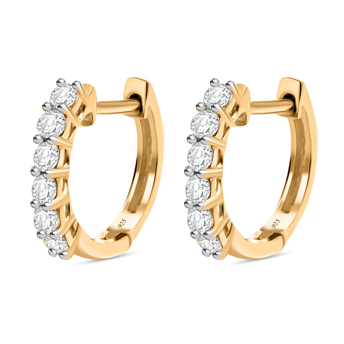 D'Joy 0.5 Ct. Lab Grown Diamond Hoop Earrings in 18K Vermeil Yellow Gold Over Sterling Silver (I1-G/H) 7991099 3