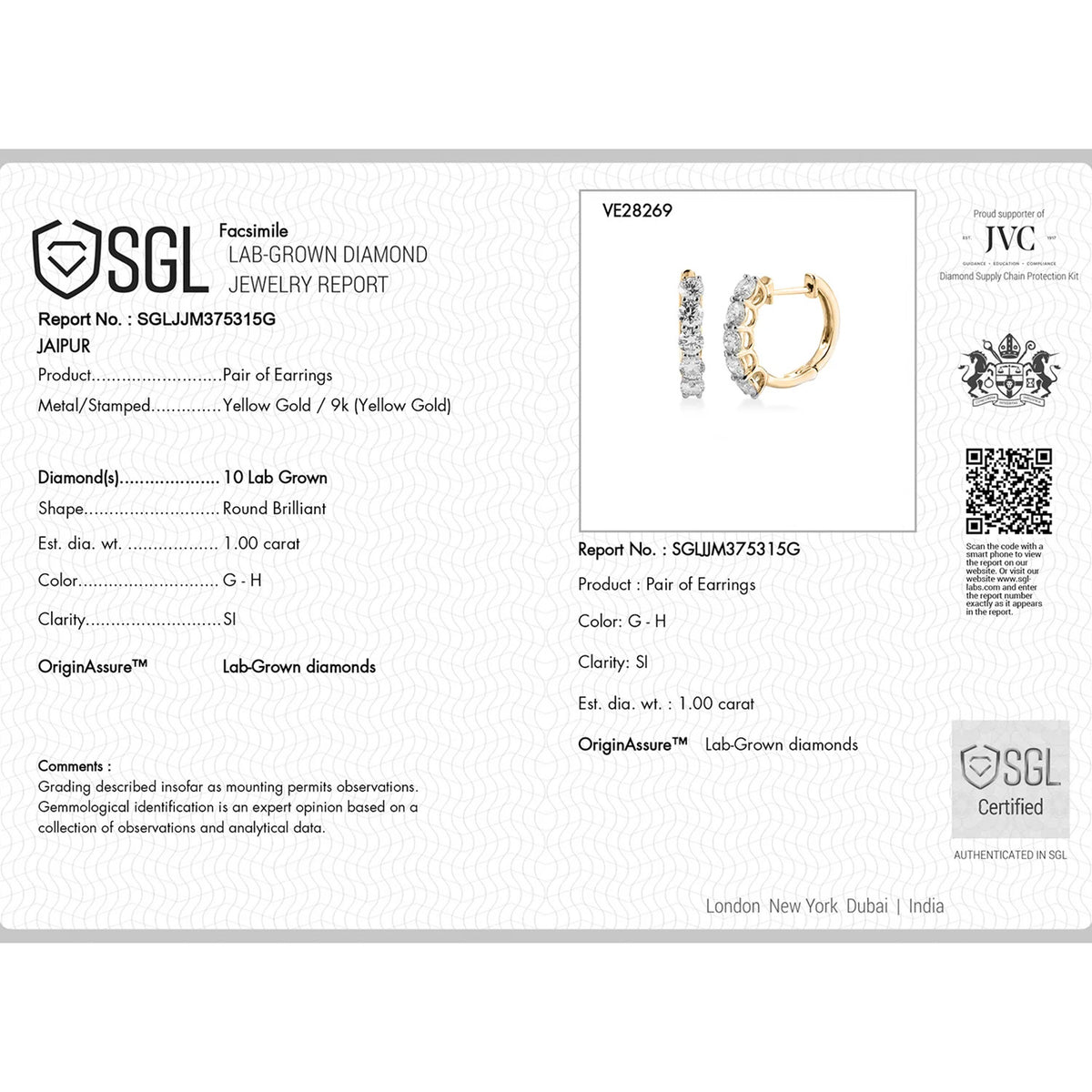 D'Joy 0.5 Ct. Lab Grown Diamond Hoop Earrings in 18K Vermeil Yellow Gold Over Sterling Silver (I1-G/H) 7991099 8