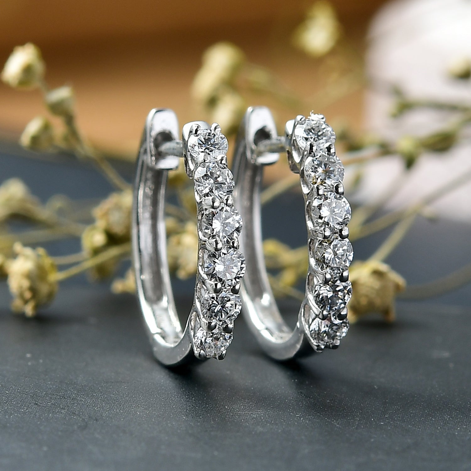 D'Joy 0.5 Ct. Lab Grown Diamond Hoop Earring in Rhodium Overlay Sterling Silver (I1-G/H) 7991100 2