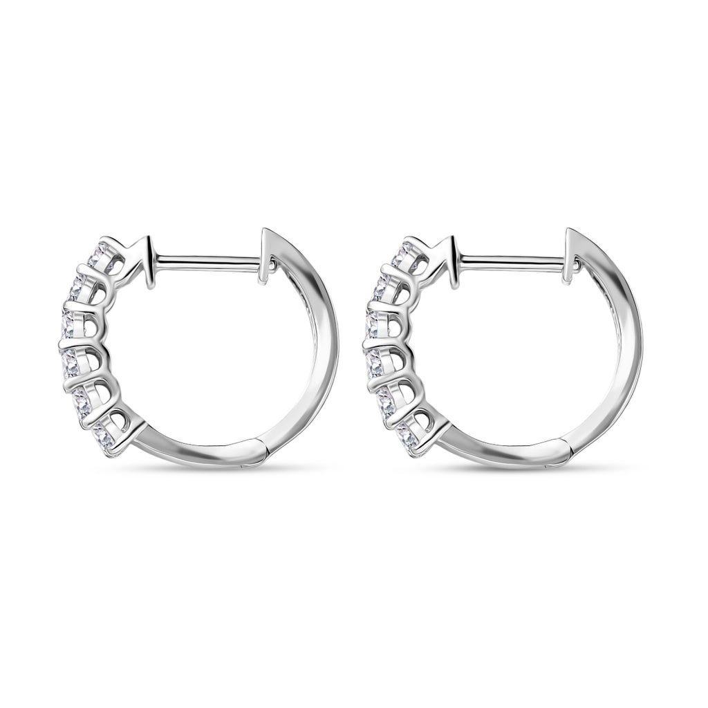 Royal Bali Collection - D'Joy Lab Grown Diamond Hoop Earring in Rhodium Overlay Sterling Silver 0.50 Ct._7991100_3