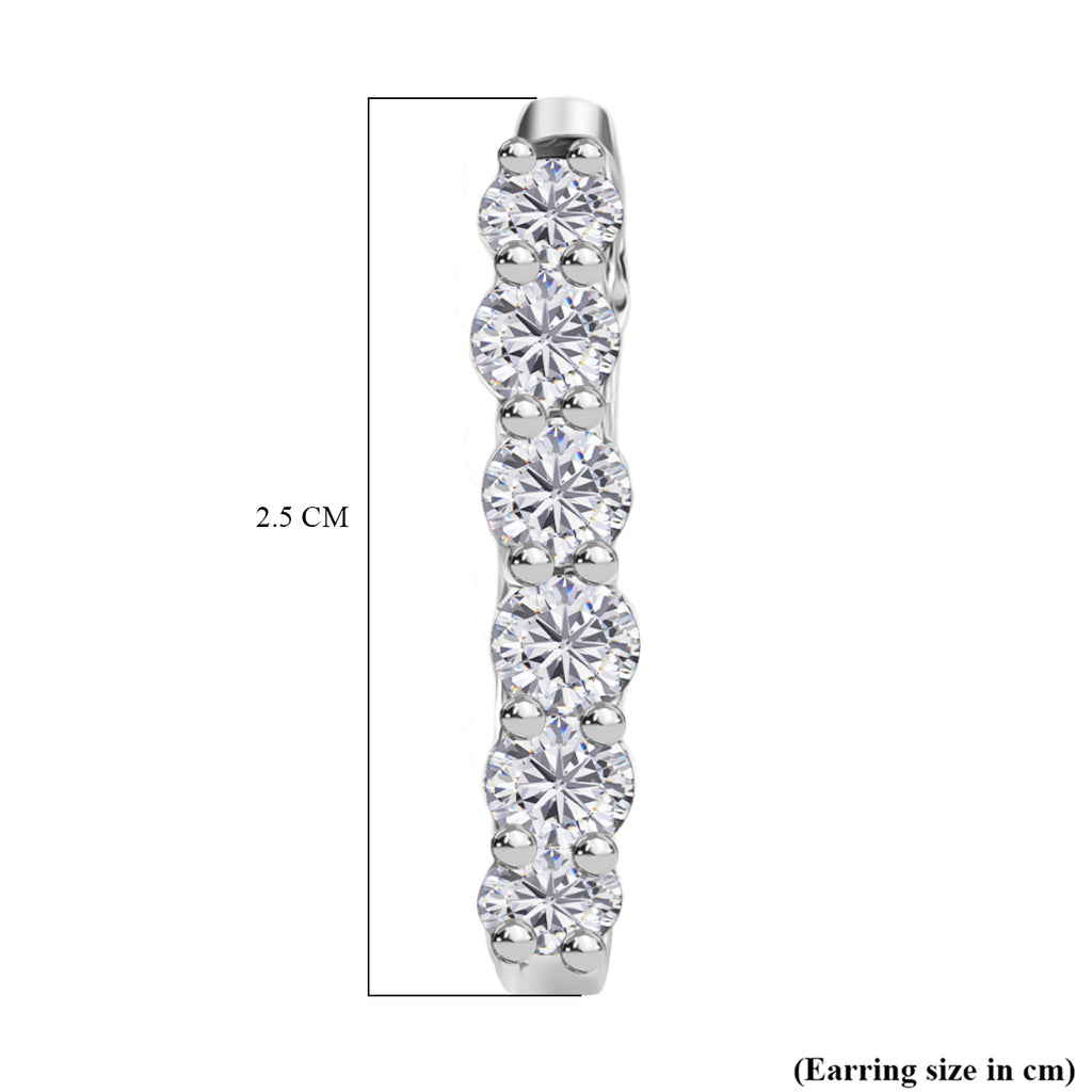 Royal Bali Collection - D'Joy Lab Grown Diamond Hoop Earring in Rhodium Overlay Sterling Silver 0.50 Ct._7991100_4