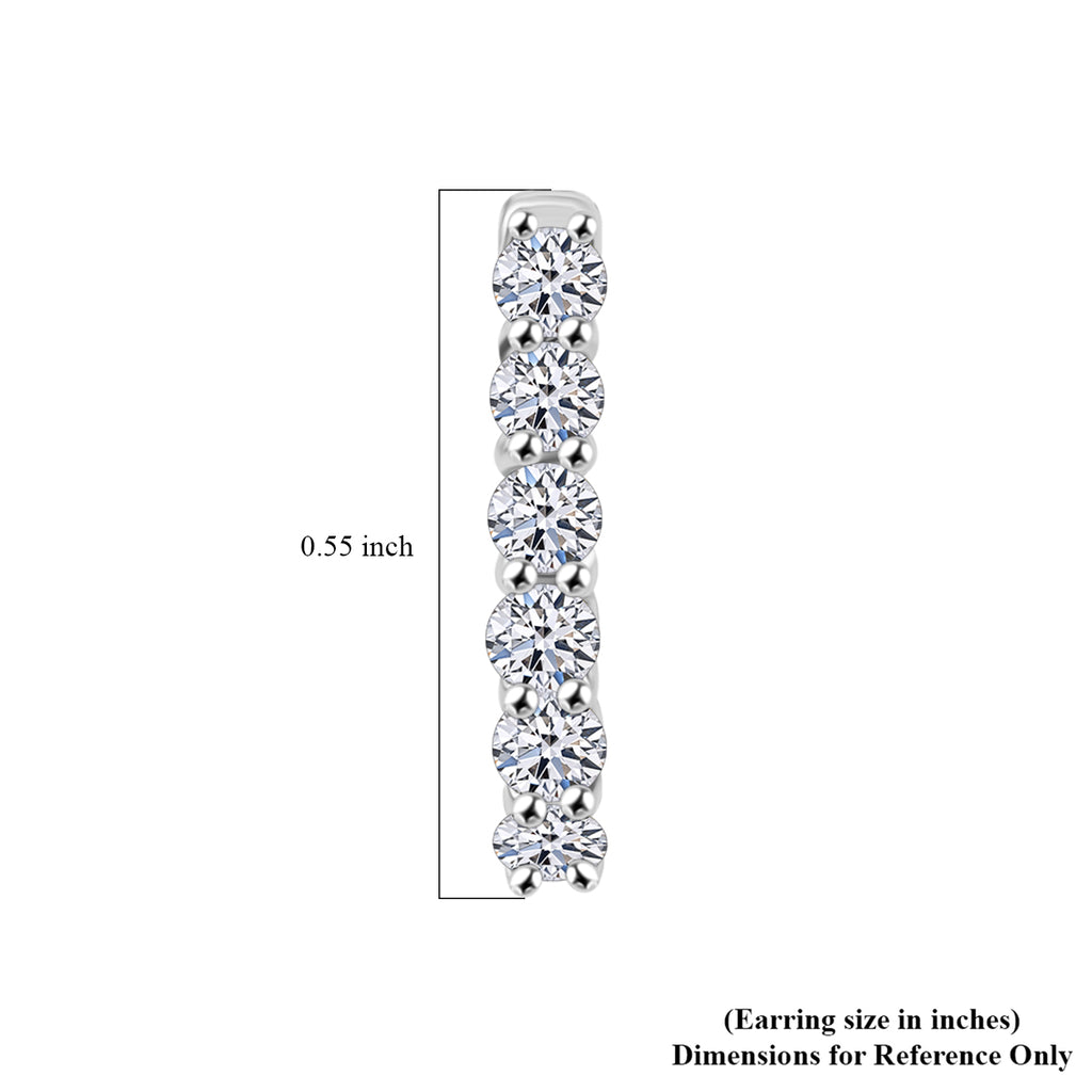 Royal Bali Collection - D'Joy Lab Grown Diamond Hoop Earring in Rhodium Overlay Sterling Silver 0.50 Ct._7991100_5
