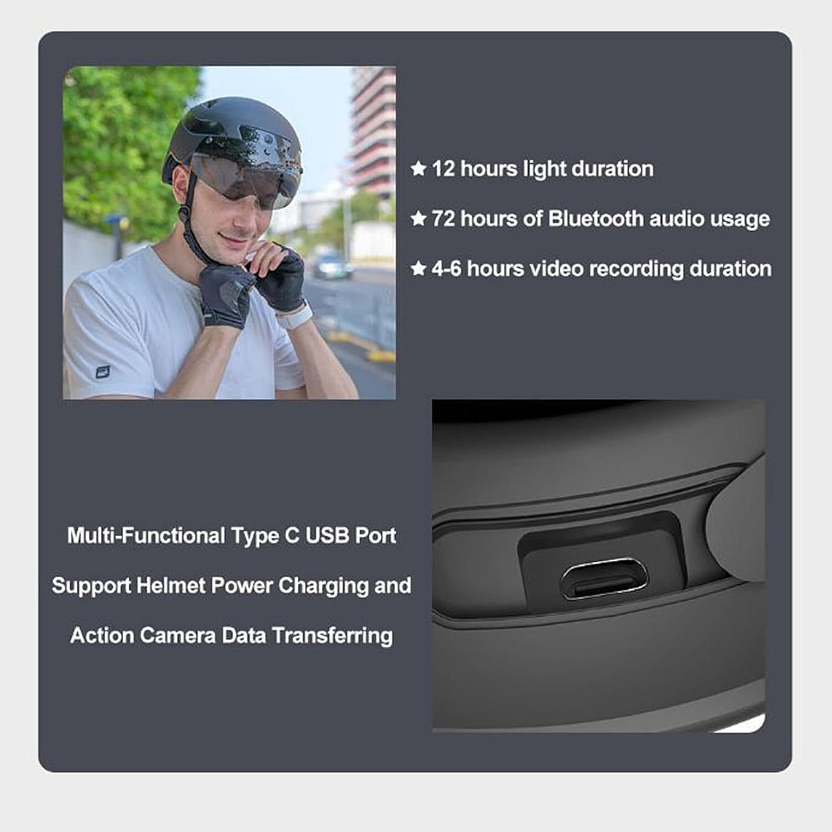 Smart Electric Vehicle Helmet with Camera and Bluetooth 7991586 3
