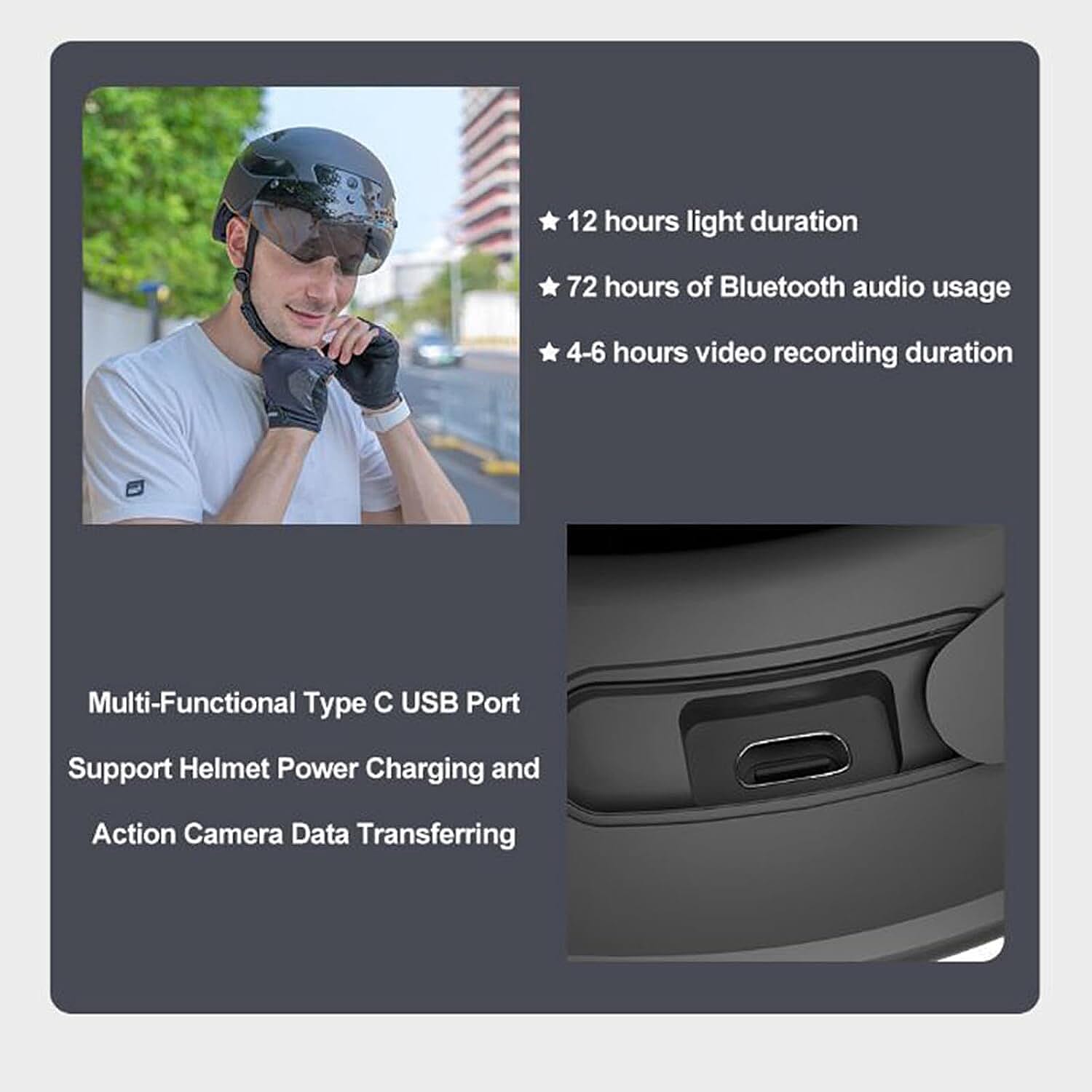 Smart Electric Vehicle Helmet with Camera and Bluetooth 7991586 3