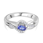 Royal Bali Collection - D'Joy AAA Tanzanite & White Zircon Solitaire Ring in Rhodium Overlay Sterling Silver_7993089