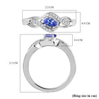 Royal Bali Collection - D'Joy AAA Tanzanite & White Zircon Solitaire Ring in Rhodium Overlay Sterling Silver_7993089_5