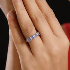 Tanzanite & White Zircon Cluster Ring in Rhodium Overlay Sterling Silver 1.59 Ct._7993177_2