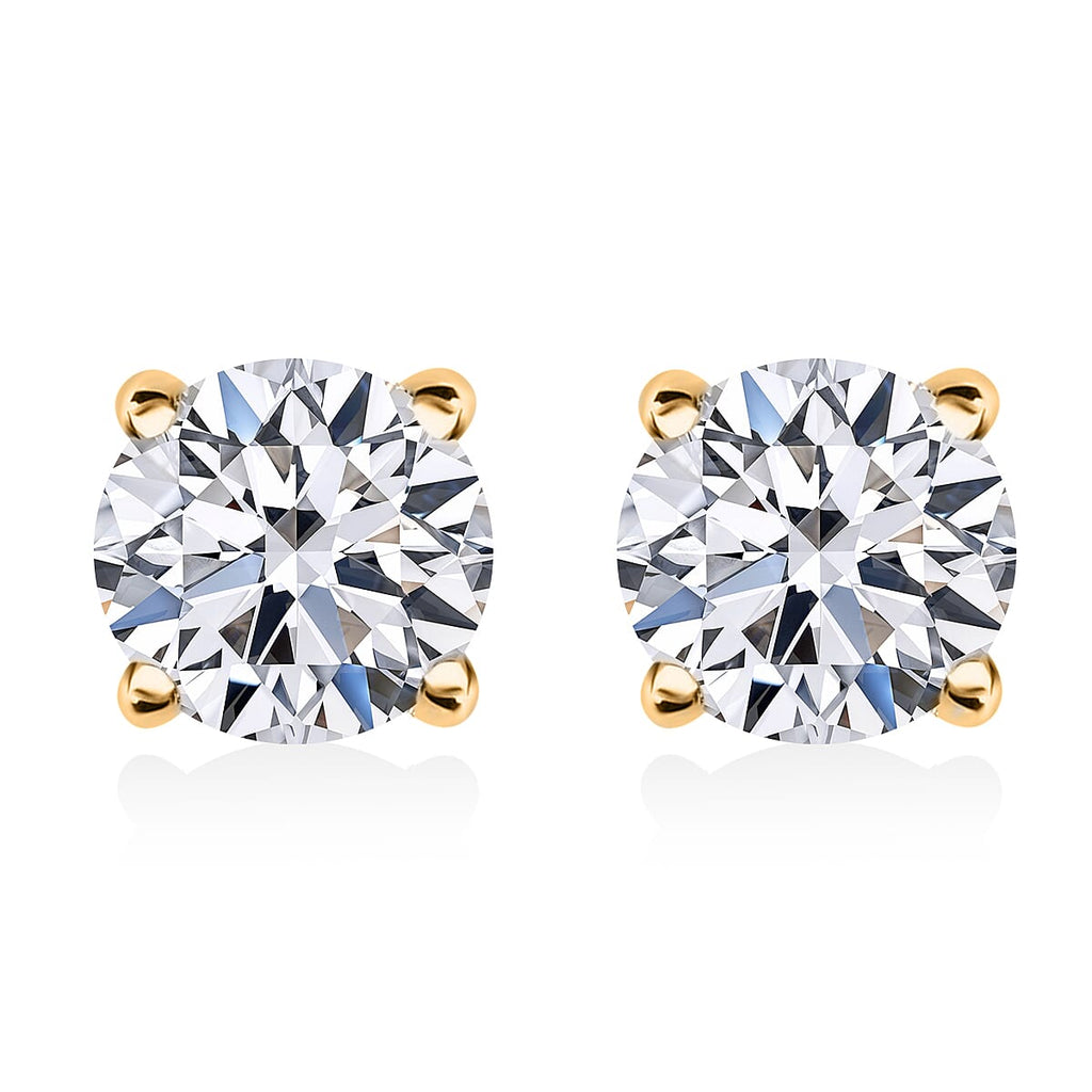 Luxuriant Diamond - 9K Yellow Gold SGL Certified (VS-E-F) Lab Grown Diamond Earring With Push Back 1.00 Ct.