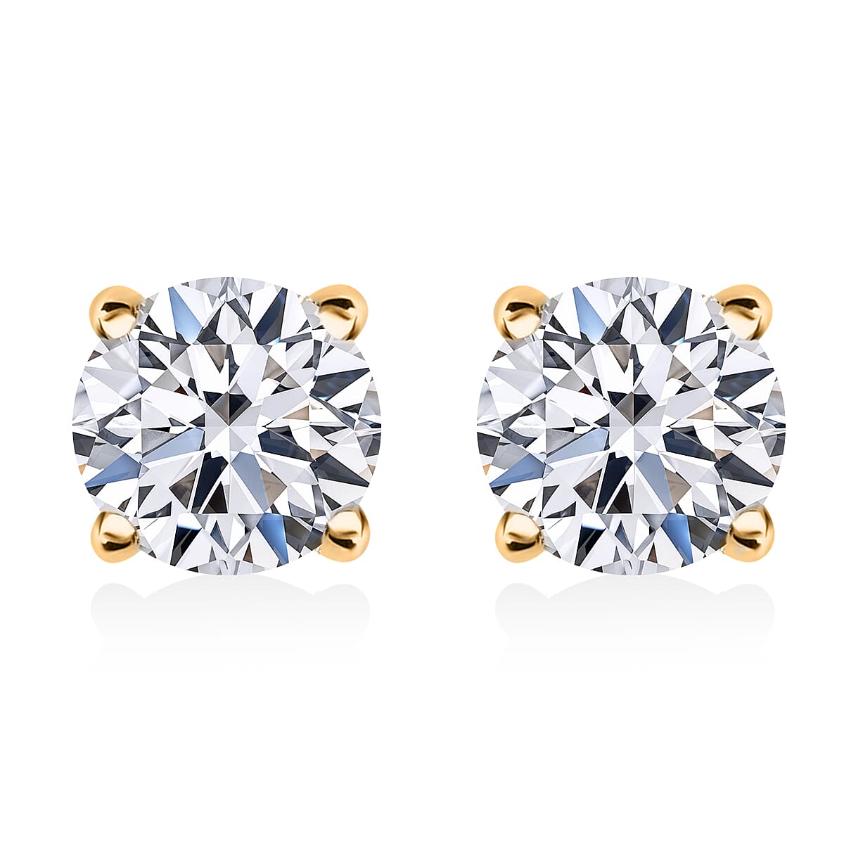 LUXURIANT 1 Ct. Lab Grown Diamond Stud Solitaire Earring in 9K Yellow Gold, SGL Certified 7993763 0