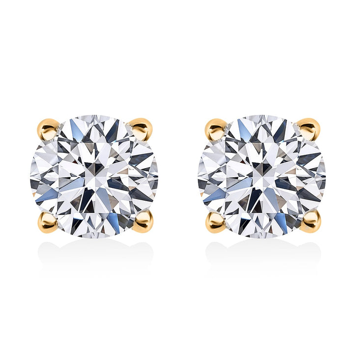 LUXURIANT 1 Ct. Lab Grown Diamond Stud Solitaire Earring in 9K Yellow Gold, SGL Certified 7993763 1