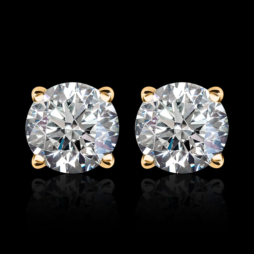 Luxuriant Diamond - 9K Yellow Gold SGL Certified (VS-E-F) Lab Grown Diamond Earring With Push Back 1.00 Ct.
