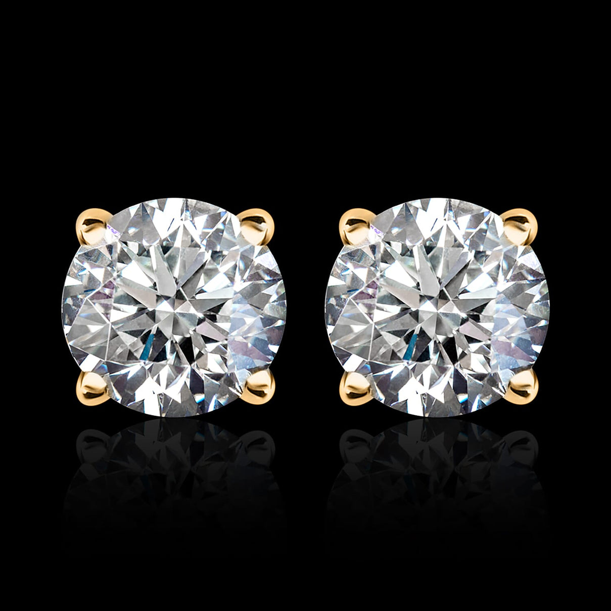 LUXURIANT 1 Ct. Lab Grown Diamond Stud Solitaire Earring in 9K Yellow Gold, SGL Certified 7993763 2