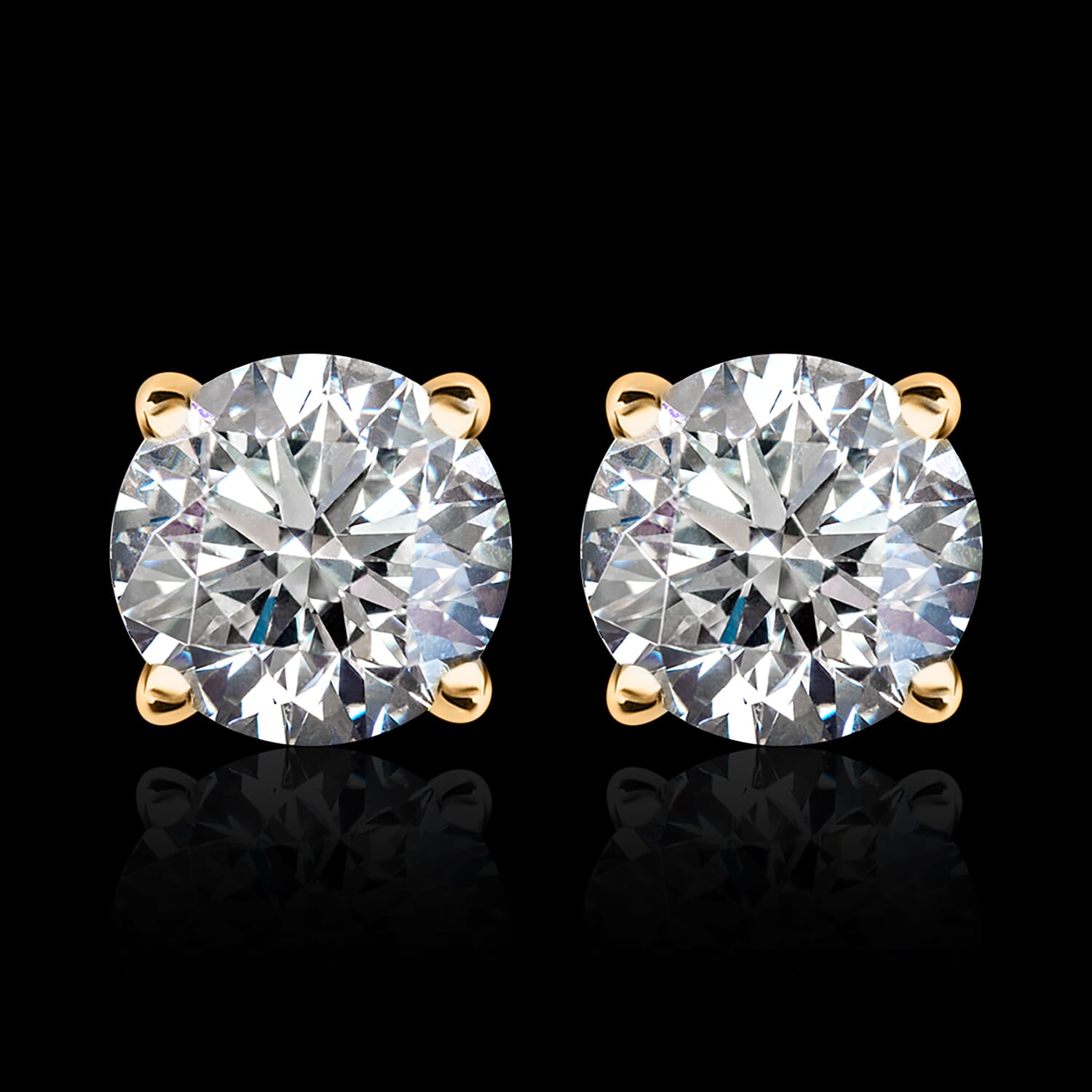 LUXURIANT 1 Ct. Lab Grown Diamond Stud Solitaire Earring in 9K Yellow Gold, SGL Certified 7993763 2