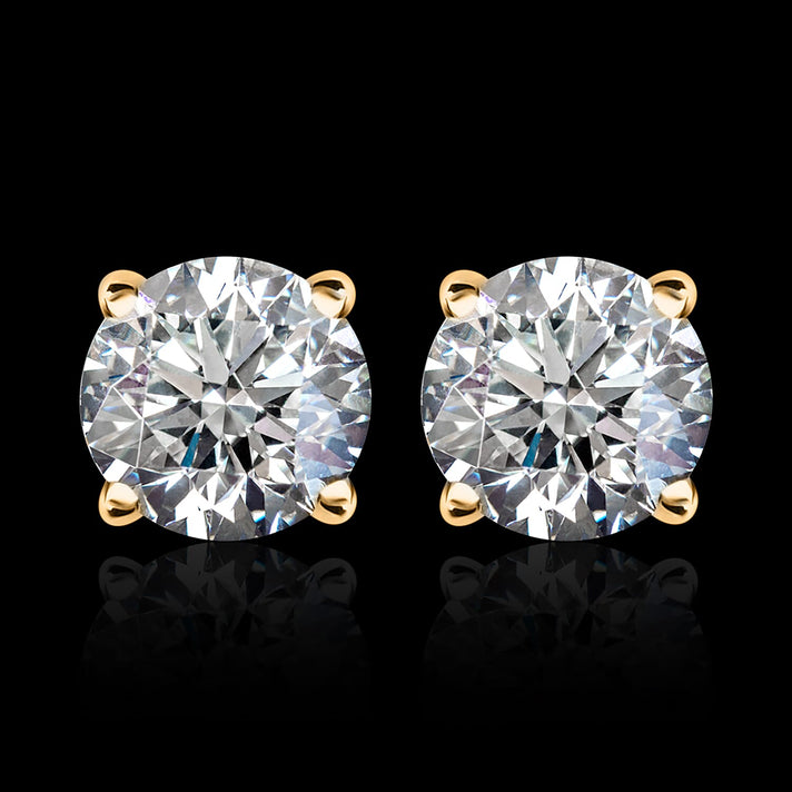 LUXURIANT 1 Ct. Lab Grown Diamond Stud Solitaire Earring in 9K Yellow Gold, SGL Certified 7993763 2