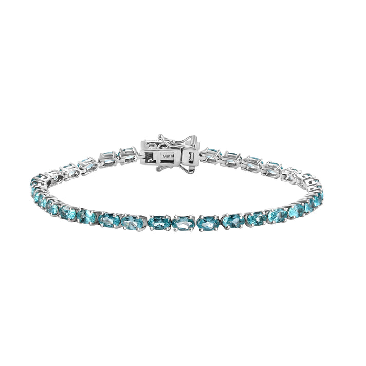 Lagoon Apatite Bracelet with Lock Box (Size - 7) in Rhodium Overlay Sterling Silver 8.18 Ct. 7994141 1