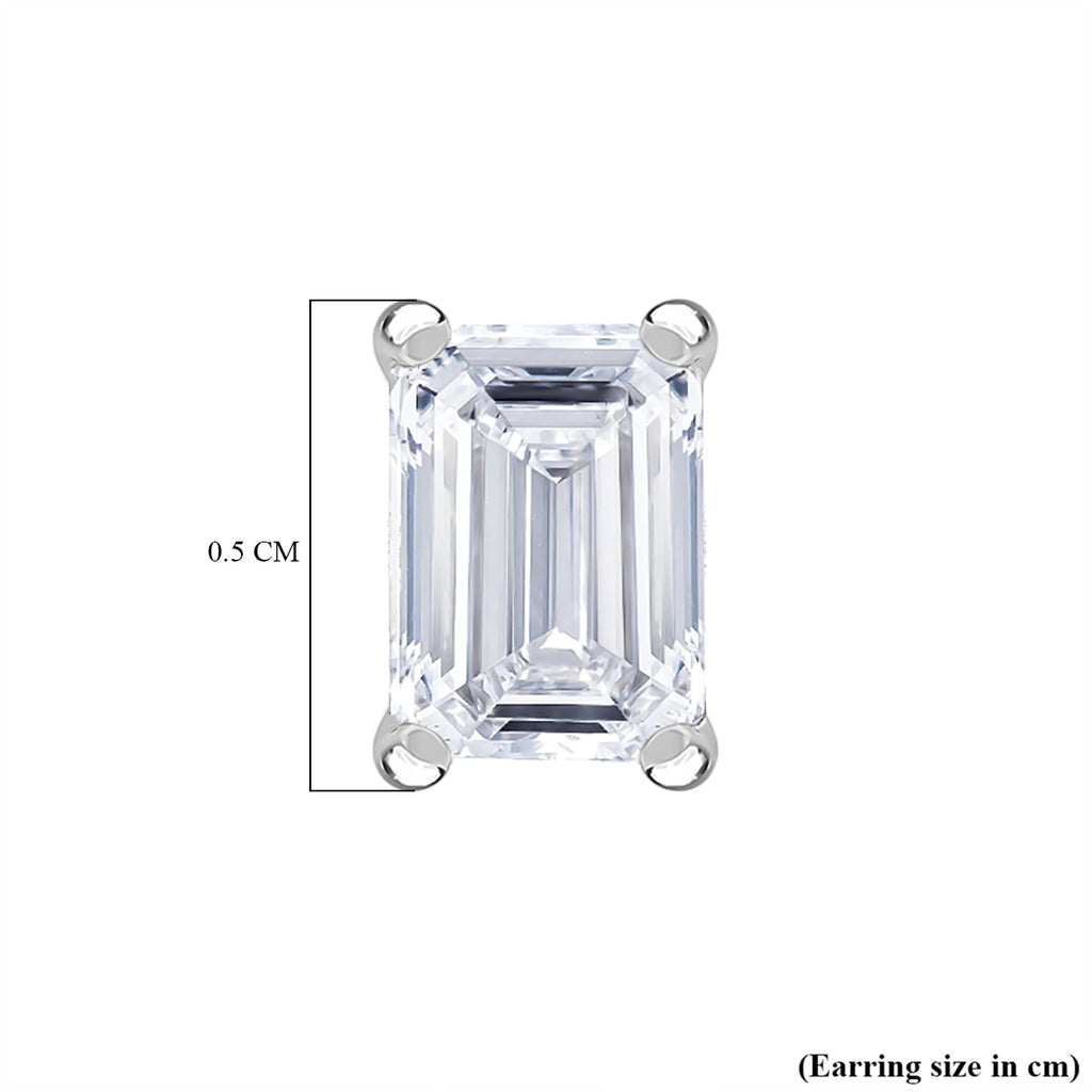 RACHEL GALLEY 9K White Gold SGL Certified Emerald Cut Lab Grown Diamond (VS/E-F) Push Back Earring 0.50 Ct._7994308_6