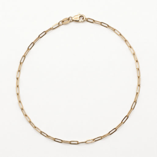 9K Yellow Gold Paperclip Bracelet With Lobster Clasp (Size - 7.5)