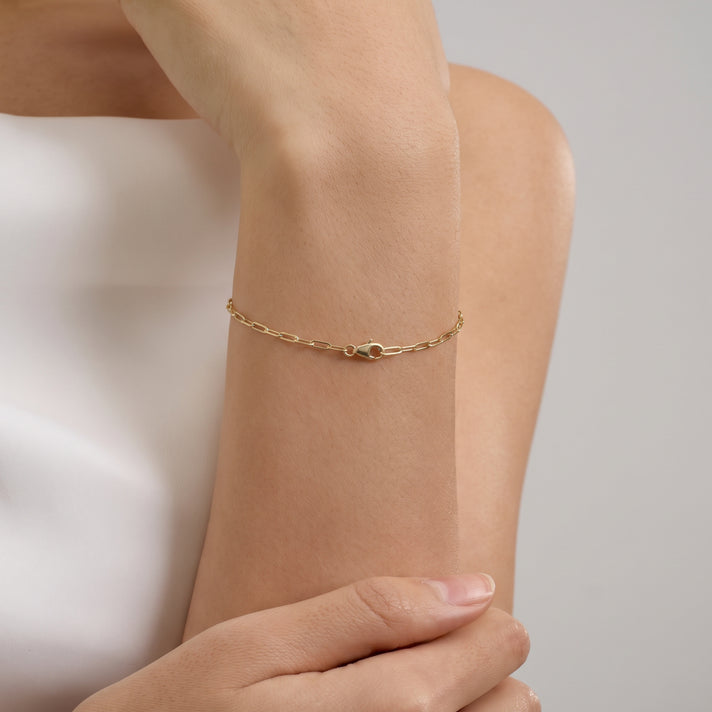 9K Yellow Gold Paperclip Bracelet With Lobster Clasp (Size - 7.5) 7994834 2