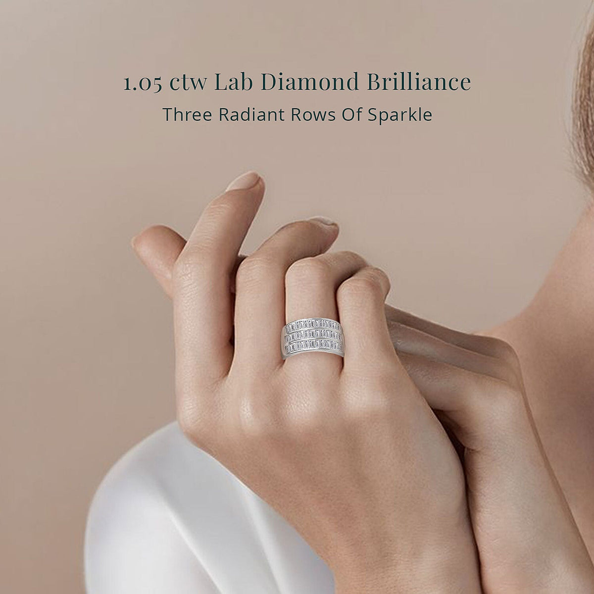 LUXURIANT Lab Grown Diamond (I1/G H) Ring in Sterling Silver 1.16 Ct, Silver Wt. 6.24 Gms. 7998644 1