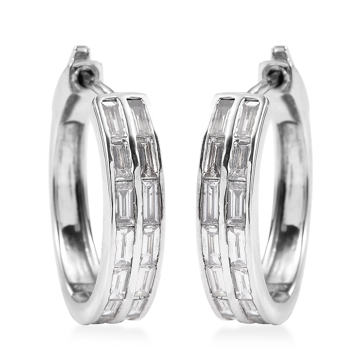 LUXURIANT 1.25 Ct. Lab Grown Diamond Hoop Cluter Earrings in 925 Sterling Silver 7998666 0