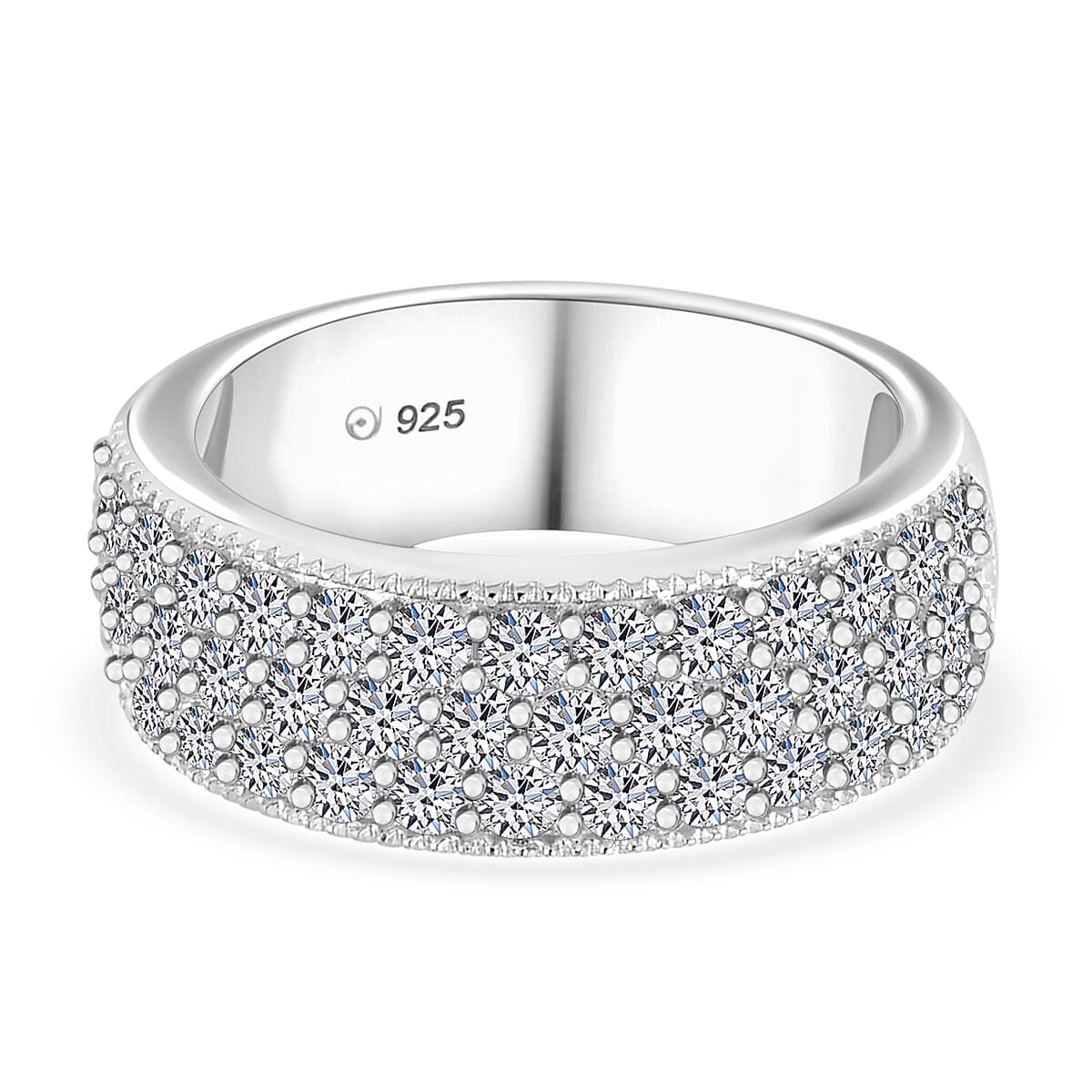 1.72 Ct (Sz- O) Luxuriant Diamond - Lab Grown Diamond (VS-F-G) Ring in Sterling Silver 1.72 Ct V32521685 0