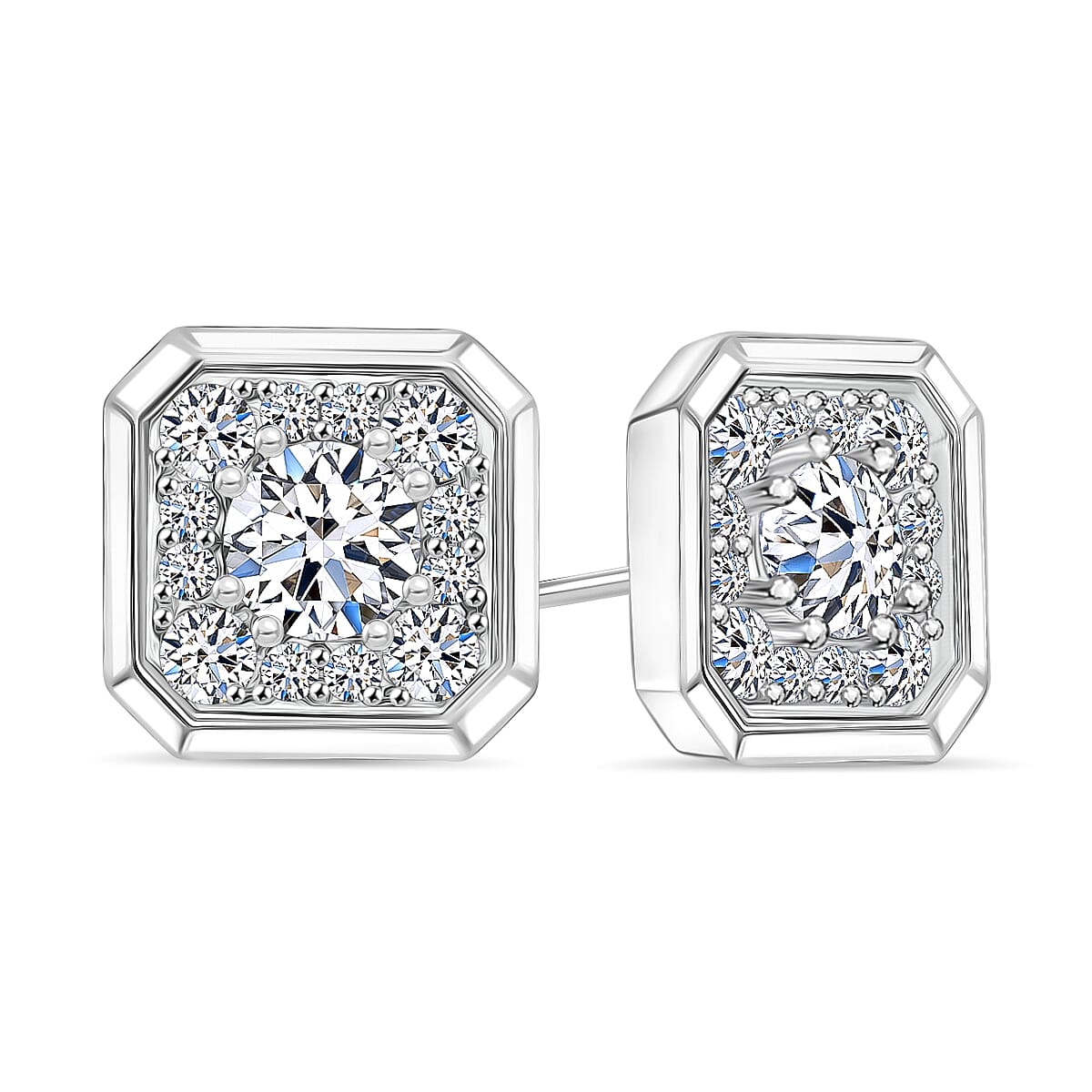 LUXURIANT 1.75 Ct. Lab Grown Diamond Halo Earring With Push Back in 14K White Gold (VS/G-H) 7998677 0