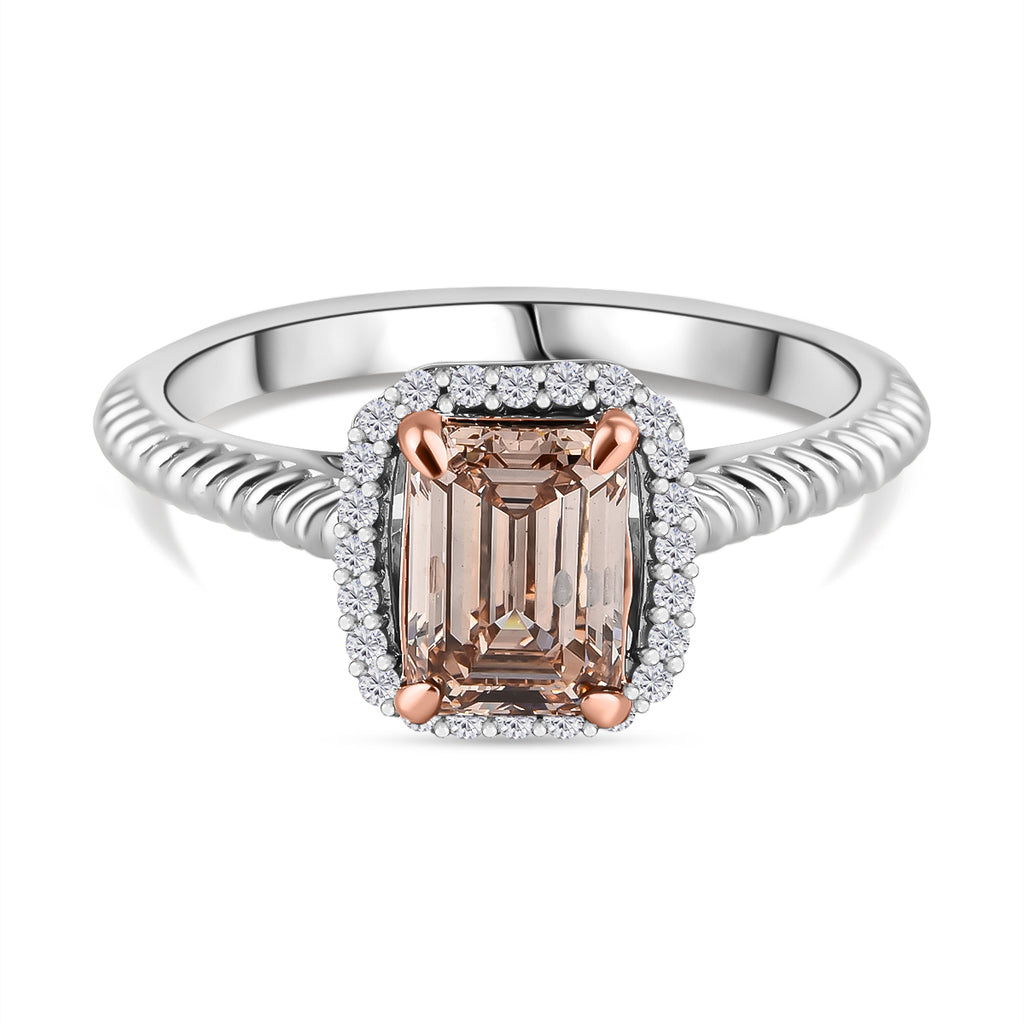 Luxuriant - 14K White Gold VS-E/F Lab Grown Pink Diamond & Lab Grown Diamond Halo Ring 1.10 Ct._7998681