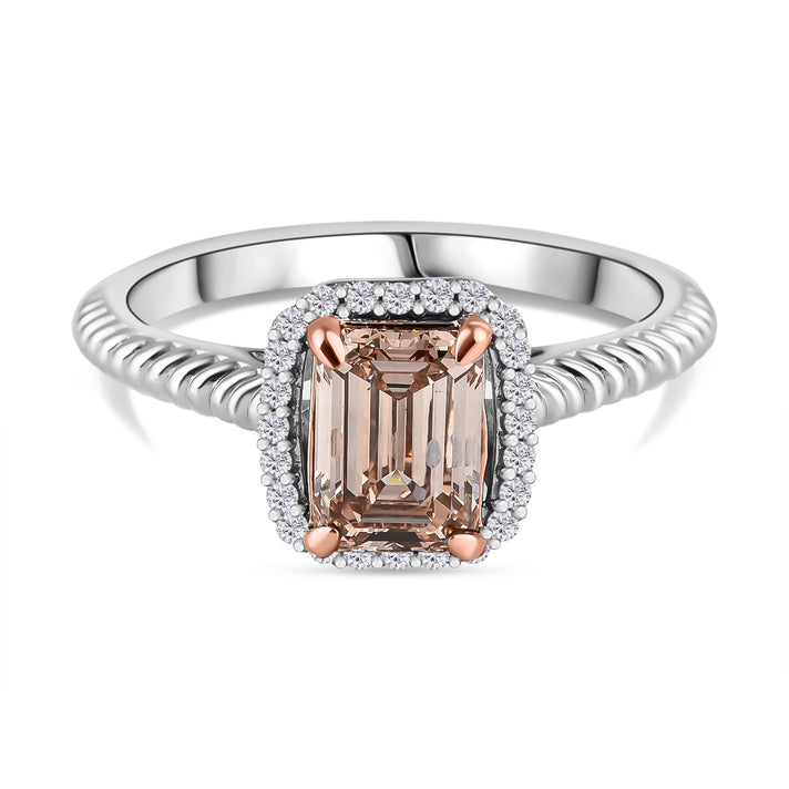LUXURIANT 1.1 Ct. Lab Grown Pink Diamond VS E-F, Lab Grown Diamond Halo Ring in 14K White Gold V32607538 1